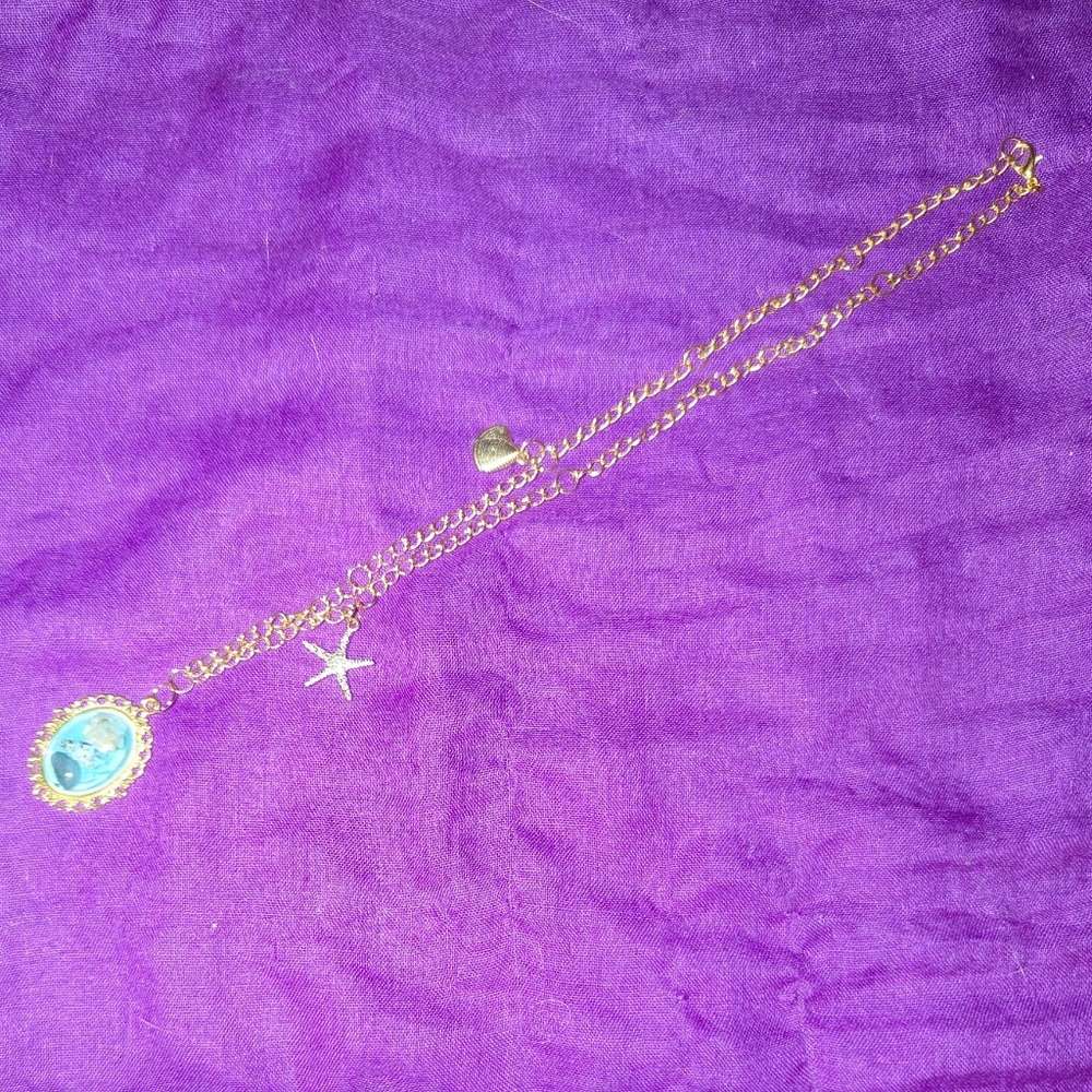 Handmade Gold Mermaid Treasure Box Necklace With Gold Charms - Picture 2 of 6
